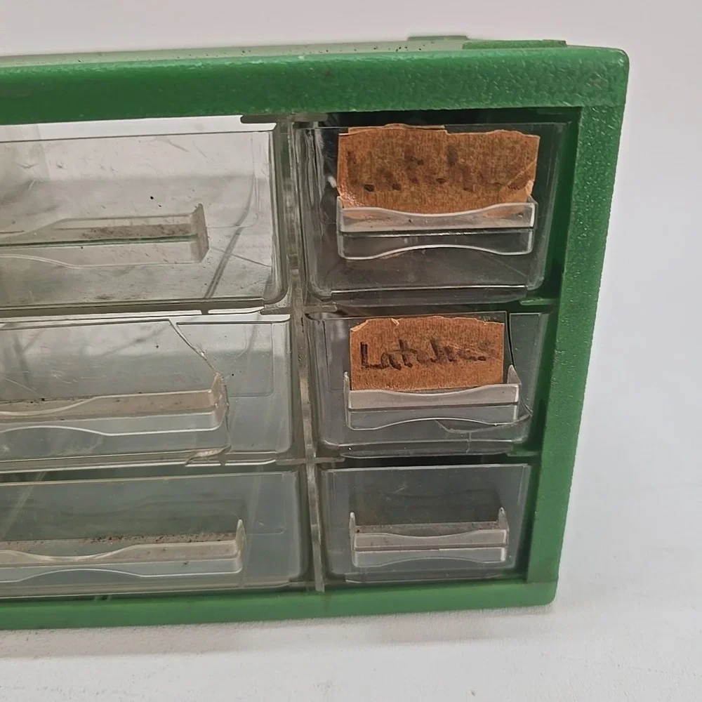 Vintage 9 Drawer Green Storage Parts‎ Bin Organizer